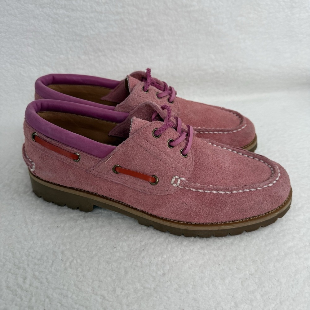 Marc Nolan Santiago Mens 9 Pink Suede Rouge Shoes Leather Moccasin Boat Shoe